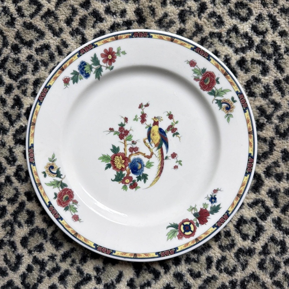 Syracuse China Plate Luncheon Vintage Bird Floral Motif Made USA Restaurant Ware